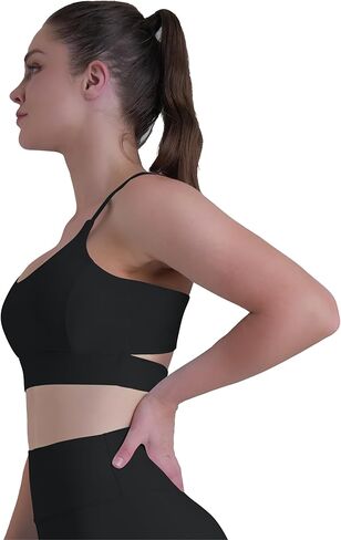Bowknot Strappy Sports Bra for Women-U-Neck High Impact Workout Cami Top مع حشو مدمج in Kuwait