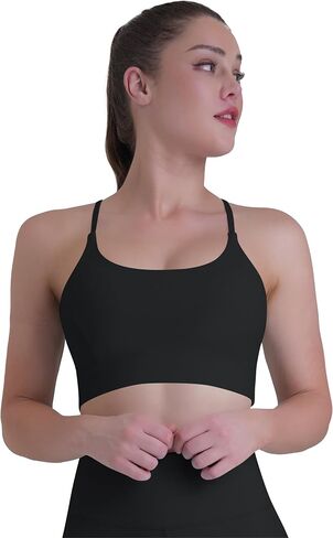 Bowknot Strappy Sports Bra for Women-U-Neck High Impact Workout Cami Top مع حشو مدمج in Kuwait