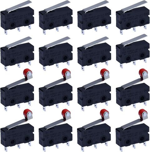 12pcs micro limit switch 125 250V AC 5A SPDT 1NO 1NC Micro Switch عادةً فتح مفتاح الحد الأقصى لحظة مع ذراع المفصل (12*مقبض طويل) in Kuwait