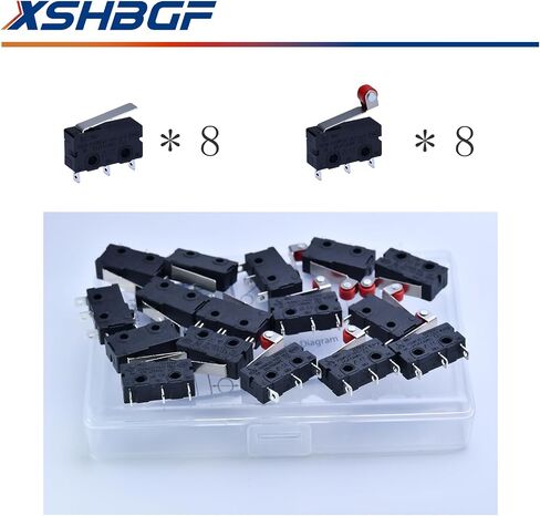 12pcs micro limit switch 125 250V AC 5A SPDT 1NO 1NC Micro Switch عادةً فتح مفتاح الحد الأقصى لحظة مع ذراع المفصل (12*مقبض طويل) in Kuwait