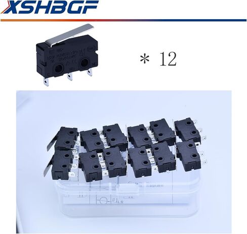 12pcs micro limit switch 125 250V AC 5A SPDT 1NO 1NC Micro Switch عادةً فتح مفتاح الحد الأقصى لحظة مع ذراع المفصل (12*مقبض طويل) in Kuwait