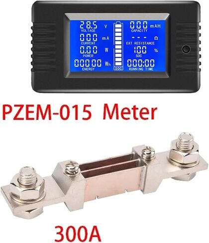 20A/50A/100A Digital Meter DC 6.5-100V Voltmeter Ammeter 4 in 1 DC Voltage Current Power Energy Detector Amperimetro Shunt 1Pcs(Meter FL-2B 300A) in Saudi Arabia