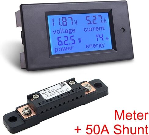 20A/50A/100A Digital Meter DC 6.5-100V Voltmeter Ammeter 4 in 1 DC Voltage Current Power Energy Detector Amperimetro Shunt 1Pcs(Meter FL-2B 300A) in Saudi Arabia