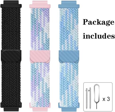 3 عبوات متوافقة مع Bark ، بالنسبة إلى نطاقات Comso Jrtrack 5 Smart Watch ، وأشرطة Wristband البديلة المرنة النايلون مع مشبك امتصاص مغناطيسي in Saudi Arabia