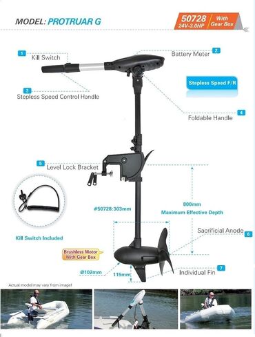 Haswing Electric Trolling Motor - 24V 110 £ 35.4 inch Protruar G محرك بدون فرش مع صندوق تروس Mount Mount in Saudi Arabia
