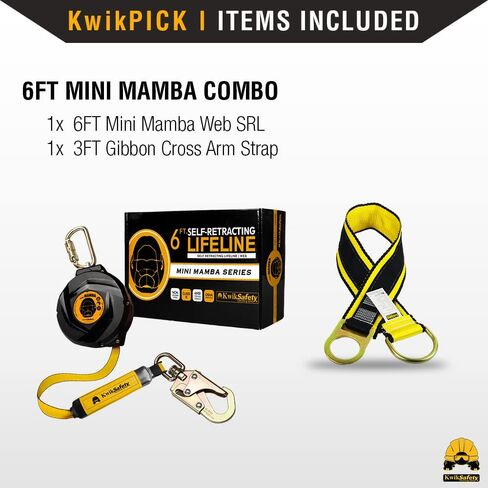 KwikSafety - 6' mini Mamba Twin-Leg Self Retracting Lifeline [NO Tangle Web] Class 1 Retractable Safety Lanyard SRL ANSI OSHA in Saudi Arabia