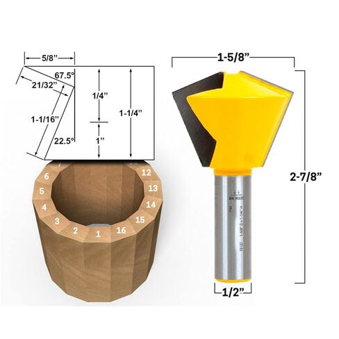 Bit Bird Mouth Router Bit Set - 6/8/12 and 16 Sided 1/2 Shank 3Pcs in Saudi Arabia
