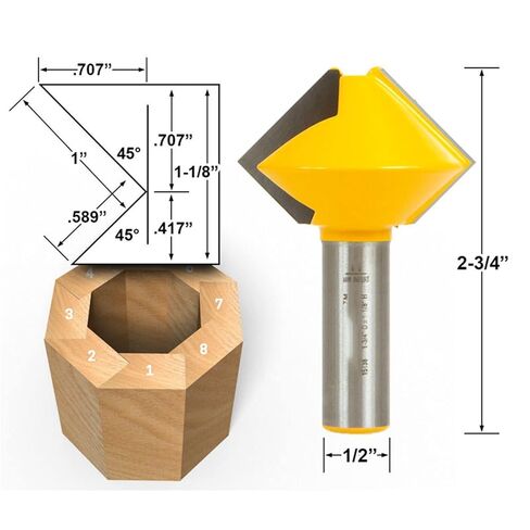 Bit Bird Mouth Router Bit Set - 6/8/12 and 16 Sided 1/2 Shank 3Pcs in Saudi Arabia