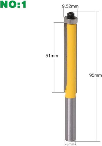 2 Inch Flush Trim Bit with Bearing for Wood 8mm Shank Template Pattern Bit Tungsten Carbide 1Pcs(NO.1) in Saudi Arabia