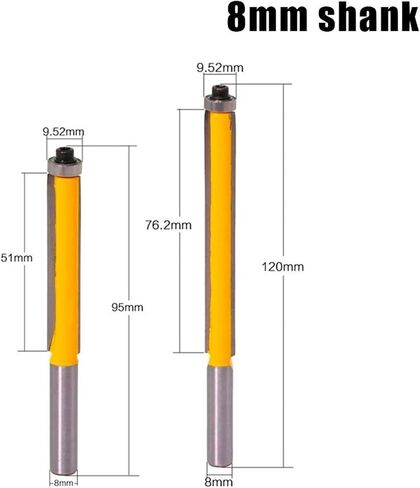 2 Inch Flush Trim Bit with Bearing for Wood 8mm Shank Template Pattern Bit Tungsten Carbide 1Pcs(NO.1) in Saudi Arabia