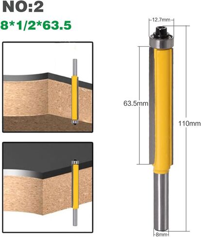 2 Edges Lengthen Flush Trim Router Bit with Bearing for Wood 8mm Shank 1Pcs(3pcs) in Saudi Arabia