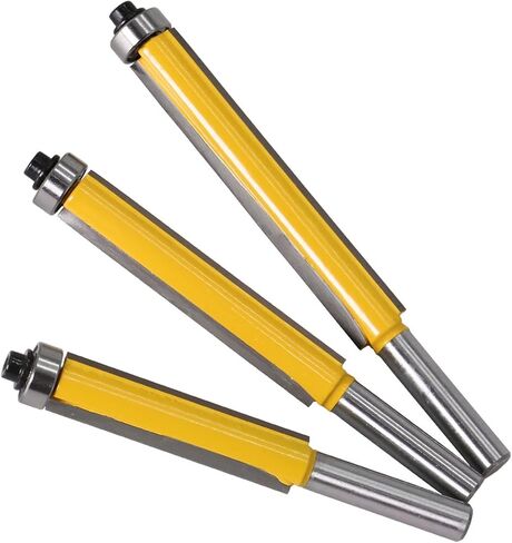 2 Edges Lengthen Flush Trim Router Bit with Bearing for Wood 8mm Shank 1Pcs(3pcs) in Saudi Arabia