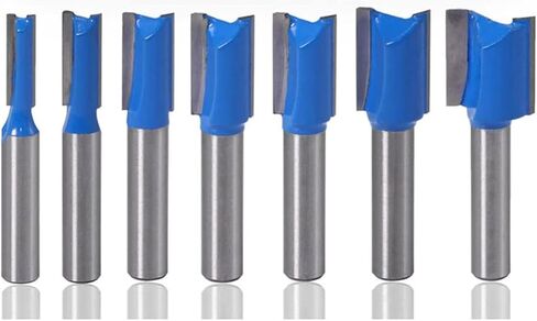8mm Shank Straight Woodworking Bit Set Straight End Trimmer Cleaning Flush Trim 6/8/10/12/14/18/20mm 7Pcs in Saudi Arabia