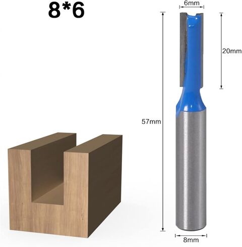 8mm Shank Straight Woodworking Bit Set Straight End Trimmer Cleaning Flush Trim 6/8/10/12/14/18/20mm 7Pcs in Saudi Arabia
