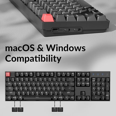 Keychron K10 Full Size Layout White LED Backlit Hot-Swappable Mechanical Keyboard for Mac Windows, Multitasking 104-Key Bluetooth Wireless/USB Wired Computer Keyboard with Gateron G Pro Brown Switch in Saudi Arabia