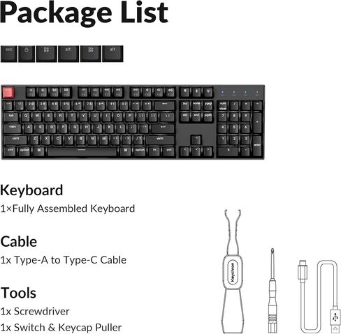 Keychron K10 Full Size Layout White LED Backlit Hot-Swappable Mechanical Keyboard for Mac Windows, Multitasking 104-Key Bluetooth Wireless/USB Wired Computer Keyboard with Gateron G Pro Brown Switch in Saudi Arabia