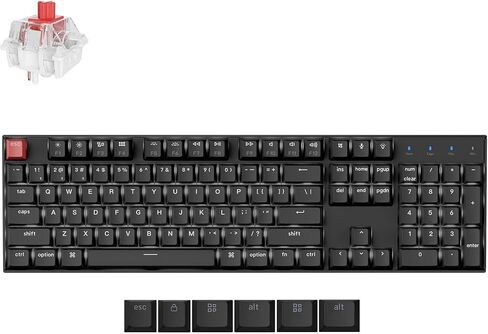 Keychron K10 Full Size Layout White LED Backlit Hot-Swappable Mechanical Keyboard for Mac Windows, Multitasking 104-Key Bluetooth Wireless/USB Wired Computer Keyboard with Gateron G Pro Brown Switch in Saudi Arabia