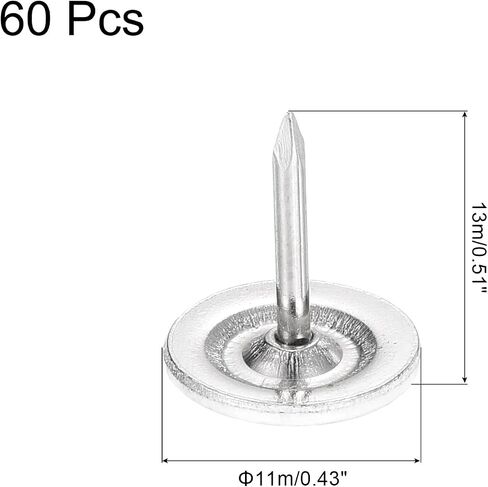 UXCELL 60PCS TOLESTORSERY ، 11mmx13mm مسطح رأس الأثاث الأظافر الإبهام لأرائك الأثاث ، الأسود in Saudi Arabia