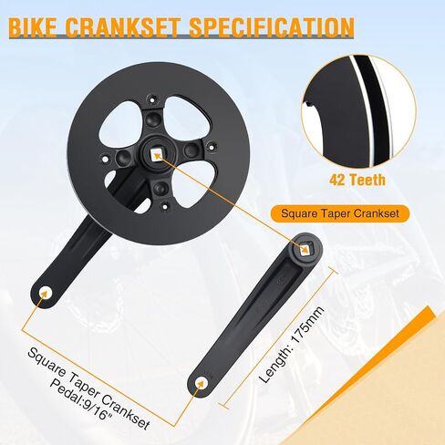 Meghna Bike Crankset 42 أسنان من 7 إلى 10 تروس السرعة خفيفة الوزن سبيكة الألومنيوم 175 ملم ذراع مزدوجة سلسلة مزدوجة للدراجة الجبلية قابلة للطي دراجة الدراجة الطرية الدراجة مربع مربع in Saudi Arabia