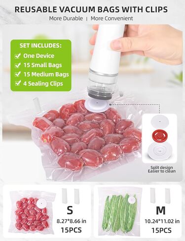 Vacuum Sealer Bags, Reusable Vacuum Zipper Bag, BPA Free Heavy Duty Vacuum Storage Bag for Food, Medium Size 15 Bags in Saudi Arabia