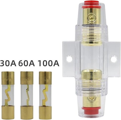 Auto Car Fuse Holder Block 30A 60a 100a Fuse Holder Audio في خط Amp Ampplifier Fuse حامل 1PCS (حامل الصمامات 100A) in Saudi Arabia