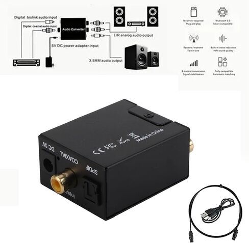 Tissting Digital إلى محول الصوت التناظري 32 كيلو هرتز 44.1 كيلو هرتز 48 كيلو هرتز 96 كيلو هرتز RCA Coaxial Optical إلى محول الصوت التناظرية لجهاز الكمبيوتر التلفزيوني in Saudi Arabia