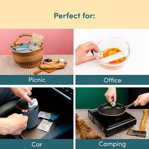Sponge n' Go: Mini Travel Dish Soap & Sponges | Eco-Friendly, Soap-Infused, Single-Use Cellulose Compressed Sponges | Your On-The-Go Cleaning Companion for Trips, Camps, Work (Pack 20) in Saudi Arabia