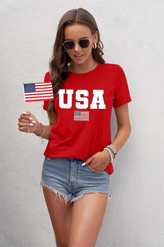 American Flag Shirt Women USA Graphic Tees 4th of July Shirts USA Flag Star and Stripes Patriotic T-Shirt Tops in Saudi Arabia