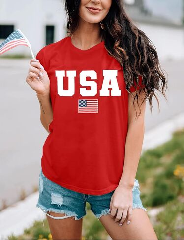 American Flag Shirt Women USA Graphic Tees 4th of July Shirts USA Flag Star and Stripes Patriotic T-Shirt Tops in Saudi Arabia