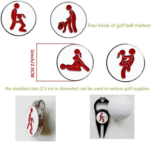 8 PCS Golf Ball Marker أداة مخصصة للرجال ، مخصصة مخصصة للبالغين غولف الكرة العلامة Stamper مع ختم الحبر 4 ، 4 علامات in Saudi Arabia