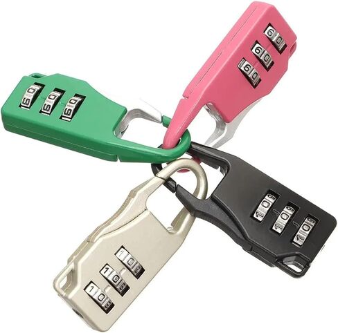 3 Dial Digit Combination Code Lock Travel Luggage Backpack Zipper Padlock Lock of Locker Mini Password Lock 1Pcs(Silver) in Saudi Arabia