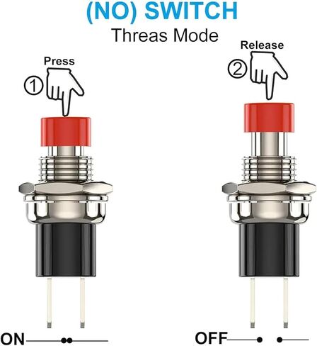 10pcs 7mm 3V-6V-12V-24V-230V/1A Prewired Mini Momentary Push Button,SPST Nomal Open ON/Off 2 Pin Round Button for Model Railway Hobby in Saudi Arabia