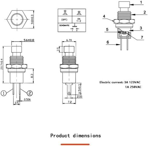 10pcs 7mm 3V-6V-12V-24V-230V/1A Prewired Mini Momentary Push Button,SPST Nomal Open ON/Off 2 Pin Round Button for Model Railway Hobby in Saudi Arabia