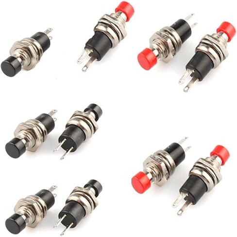 10pcs 7mm 3V-6V-12V-24V-230V/1A Prewired Mini Momentary Push Button,SPST Nomal Open ON/Off 2 Pin Round Button for Model Railway Hobby in Saudi Arabia