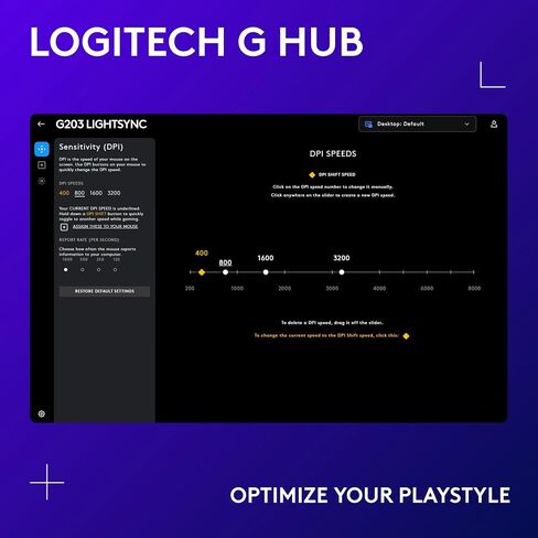 Logitech G203 Wired Gaming Mouse - Black | LIGHTSYNC RGB, On-Board Memory, 6 Programmable Buttons, Compabile with PC/Mac in Kuwait