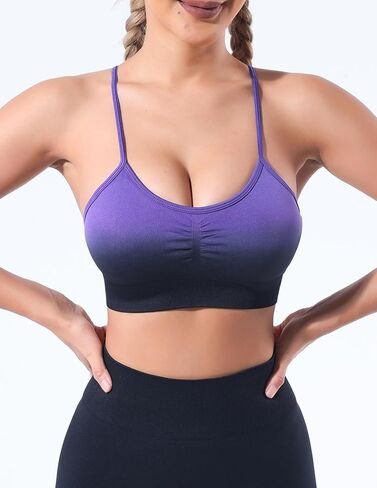Women’s Ribbed Seamless Sports Bra with Strappy Back and Scoop Neck for Yoga and Everyday Wear in Saudi Arabia