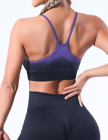 Women’s Ribbed Seamless Sports Bra with Strappy Back and Scoop Neck for Yoga and Everyday Wear in Saudi Arabia