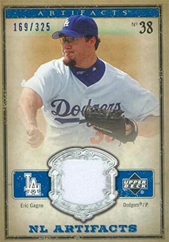 Autograph Warehouse 587638 Eric Gagne Player Worn Jersey Patch Baseball Card - Los Angeles Dodgers - 2006 Upper Deck NL Artifacts No.NLEG LE 169-325 in Saudi Arabia