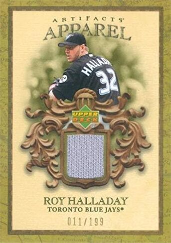Autograph Warehouse 649427 Roy Halladay Player Worn Jersey Patch Baseball Card - Toronto Blue Jays - 2007 Upper Deck Artifacts Apparel No.MLBHA LE 11-199 in Saudi Arabia