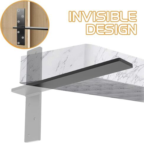 Floating Shelf Brackets 3 Pack, 16" x 2.5" Free Hanging Countertop Support Brackets, 3/8" Thick Floating Wall Mount for Granite, Vanity, Shower Bench, Cabinets, Dishwasher, DIY Projects in Saudi Arabia
