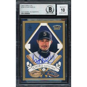 Ichiro Suzuki Motographed 2003 Topps 205 Card #240 Seattle Mariners Auto Grade 10 Beckett Bas #12669505 - Baseball Slabbed Cards in Saudi Arabia
