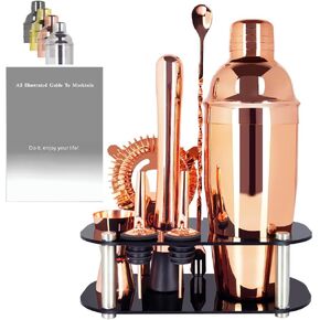 مجموعة شاكر كوكتيل 9pcs ، مجموعة نادل ، شاكر الكوكتيل مع حامل ، خلط الشراب يشمل الهزازات ، مصفاة ، jigger ، ملعقة خلاط البار ، muddler ، صب الأدوات ، البار (الفضة) in Kuwait