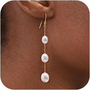 Baroque Pearl Hoop Earrings for Women White Faux Irregular Pearl Huggie Earrings Classic Vintage Pearl Jewelry in Kuwait