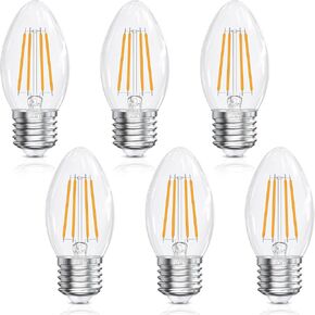 E26 Base LED LED المصابيح الإضاءة Candelabra 2700K أبيض ناعم ، 6W ، 60 واط مكافئ ، E26 LED لمبات ضوء شمعة الثريا ، غير قابلة للشفاء ، 90+CRI ، 600lm ، Cear Glass ، 12 حزمة in Kuwait