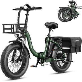 Heybike Ranger 2.0 Electric Bike for Adults, Peak 1400W Upgraded Motor Ebike, 28MPH [20" Fat Tire All-Terrain] 600Wh Removable Battery Folding Step-Thru Moped E Bike with Front Suspension in Kuwait