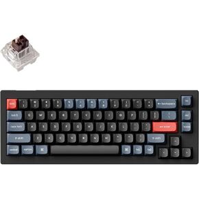Keychron V2 Wired Custom Mechanical Keyboard Knob Version, 65% Layout QMK/VIA Programmable with Hot-swappable Keychron K Pro Blue Switch Compatible with Mac Windows Linux (Frosted Black - Translucent) in Saudi Arabia