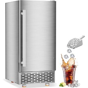Commercial Under Counter Ice Maker Machine 88Lbs/Day with 55Lbs Storage,15" W Stainless Steel Built-in Freestanding Ice Maker 40Ice/Cycle, Self-Cleaning for Commercial & Home Restaurants Bars in Saudi Arabia