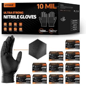 10mil Nitrile Gloves Thick,Industrial Disposable Gloves with Diamond Textured,Heavy Duty Mechanic Glove,Latex Free in Saudi Arabia