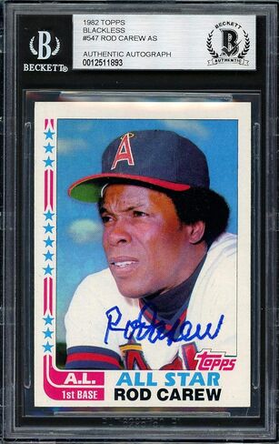Rod Carew Autographed 1982 Topps All Star Card #547 California Angels Beckett BAS Stock #186117 - Baseball Slabbed Autographed Cards in Saudi Arabia