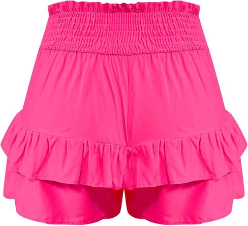 Ruffle Shorts Women Cute Summer Athletic Flowy Pleated Beach Shorts Lightweight High Elastic Waisted Mini Skirt in Saudi Arabia